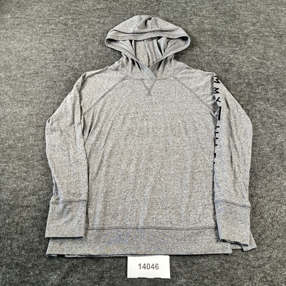 Tommy Hilfiger Sport Hoodie Womens L Heather Gray Graphic Raglan Sleeve Pullover